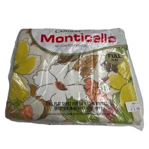 New Cannon Monticello French Garden Full Flat Sheet No-Iron‎ Muslin Floral